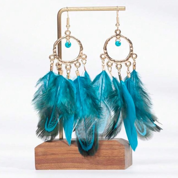 Bohemian Gypsy Feather Dreamcatcher Beaded Charm Drop Statement Earrings - Picture 8 of 8